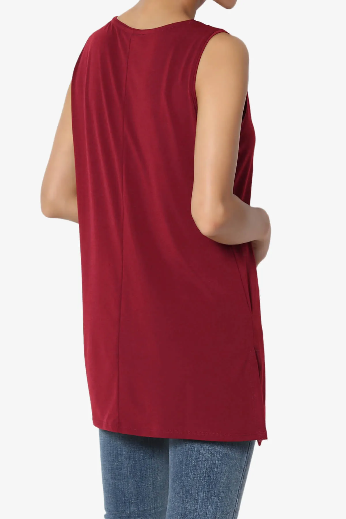 Lilly Sleeveless Side Slit Fluid Knit Tank Top