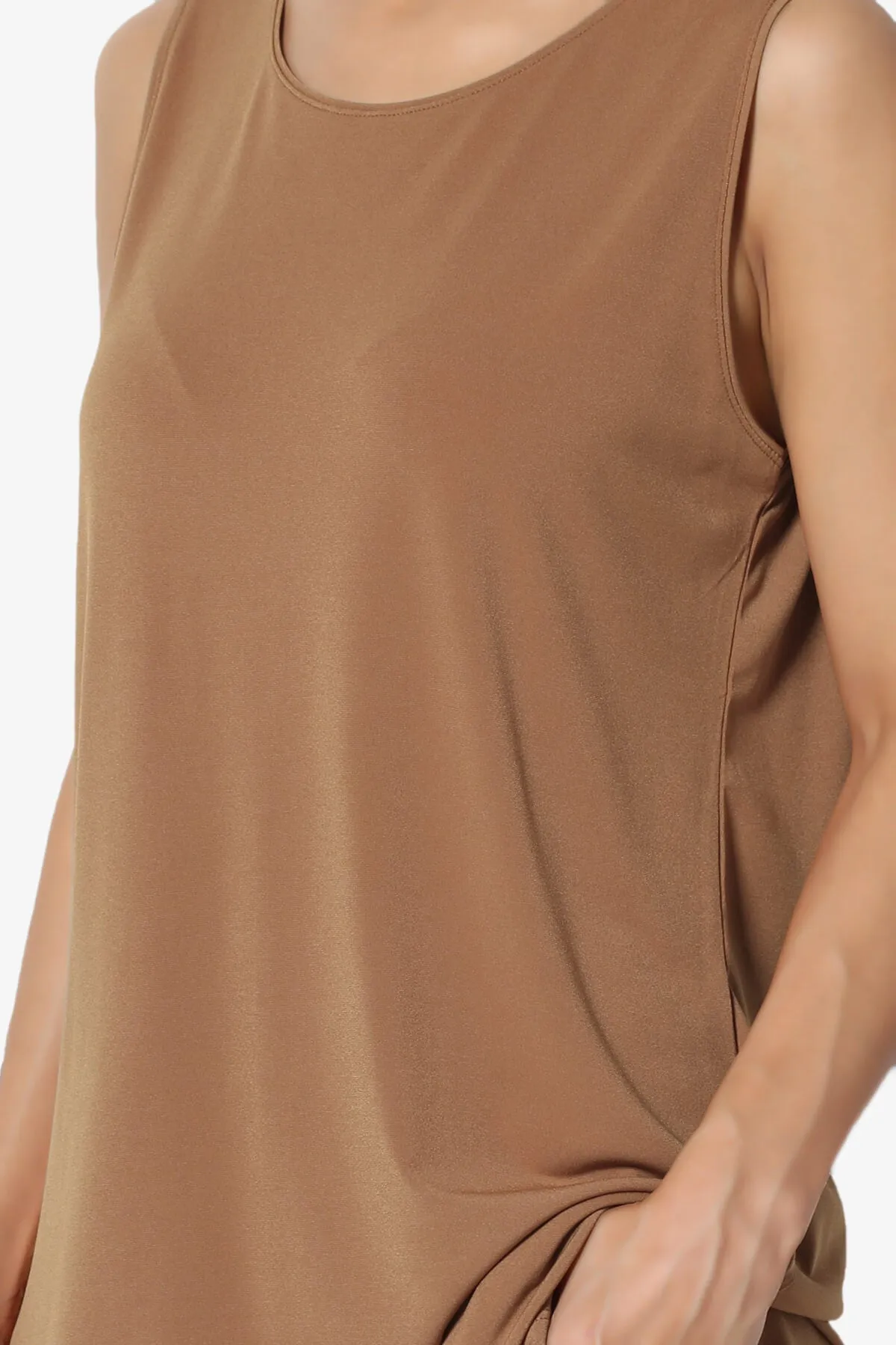 Lilly Sleeveless Side Slit Fluid Knit Tank Top
