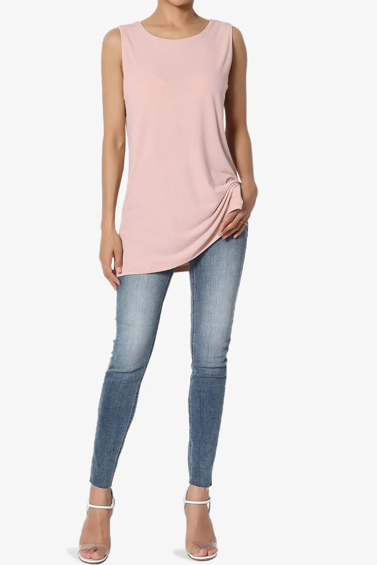 Lilly Sleeveless Side Slit Fluid Knit Tank Top