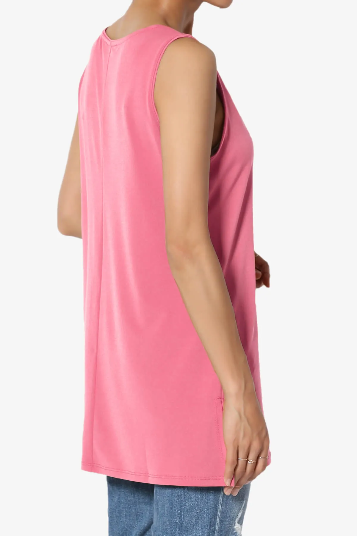 Lilly Sleeveless Side Slit Fluid Knit Tank Top