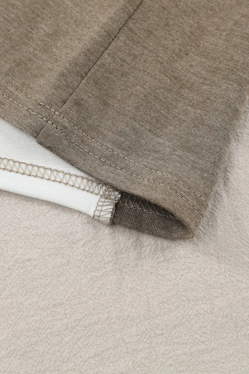 Madison Exposed Seam Contrast Round Neck Long Sleeve Top