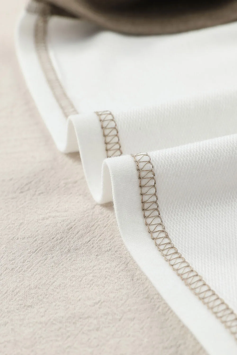 Madison Exposed Seam Contrast Round Neck Long Sleeve Top