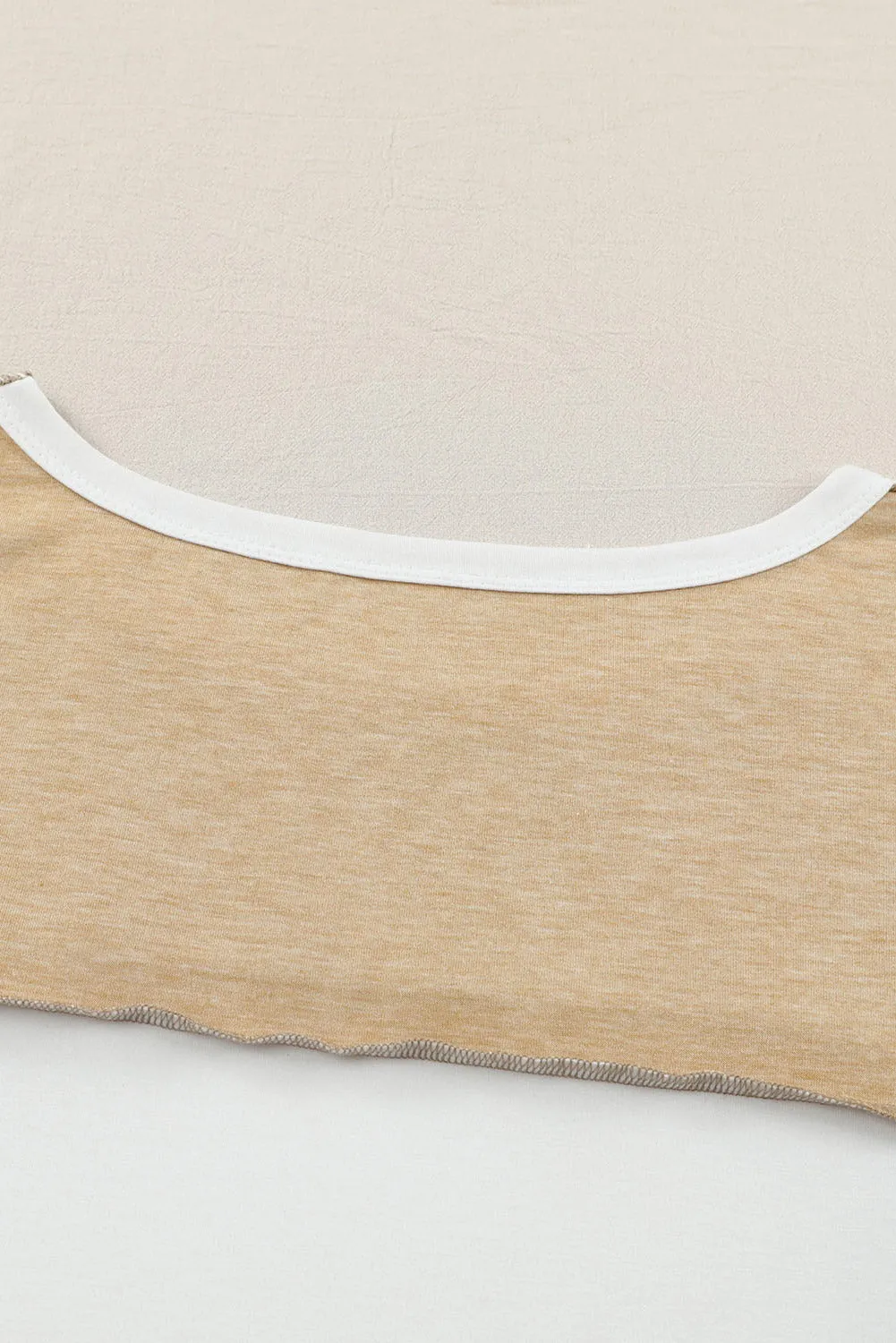 Madison Exposed Seam Contrast Round Neck Long Sleeve Top