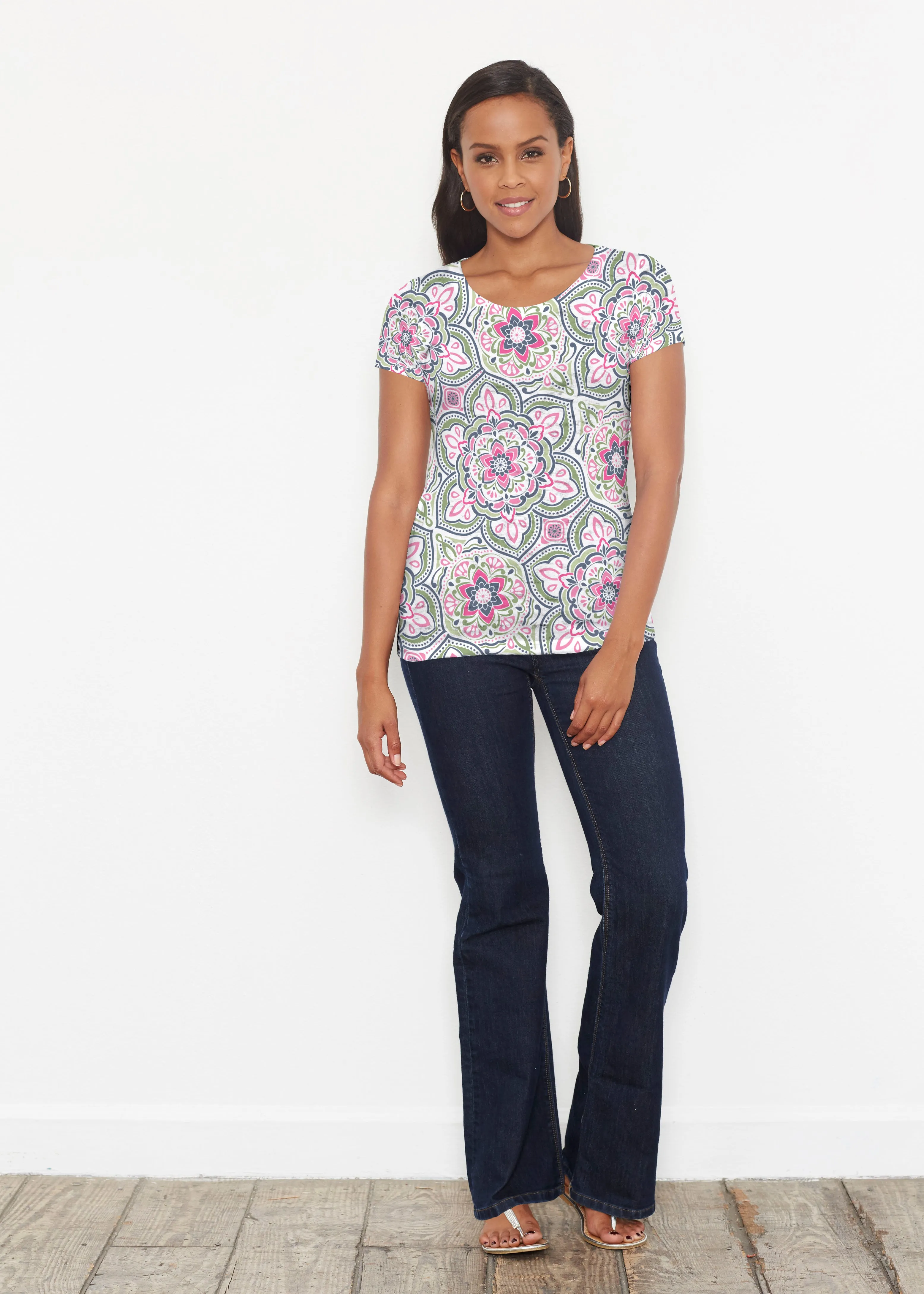 Mandala Geo Blue (13503) ~ Short Sleeve Scoop Shirt
