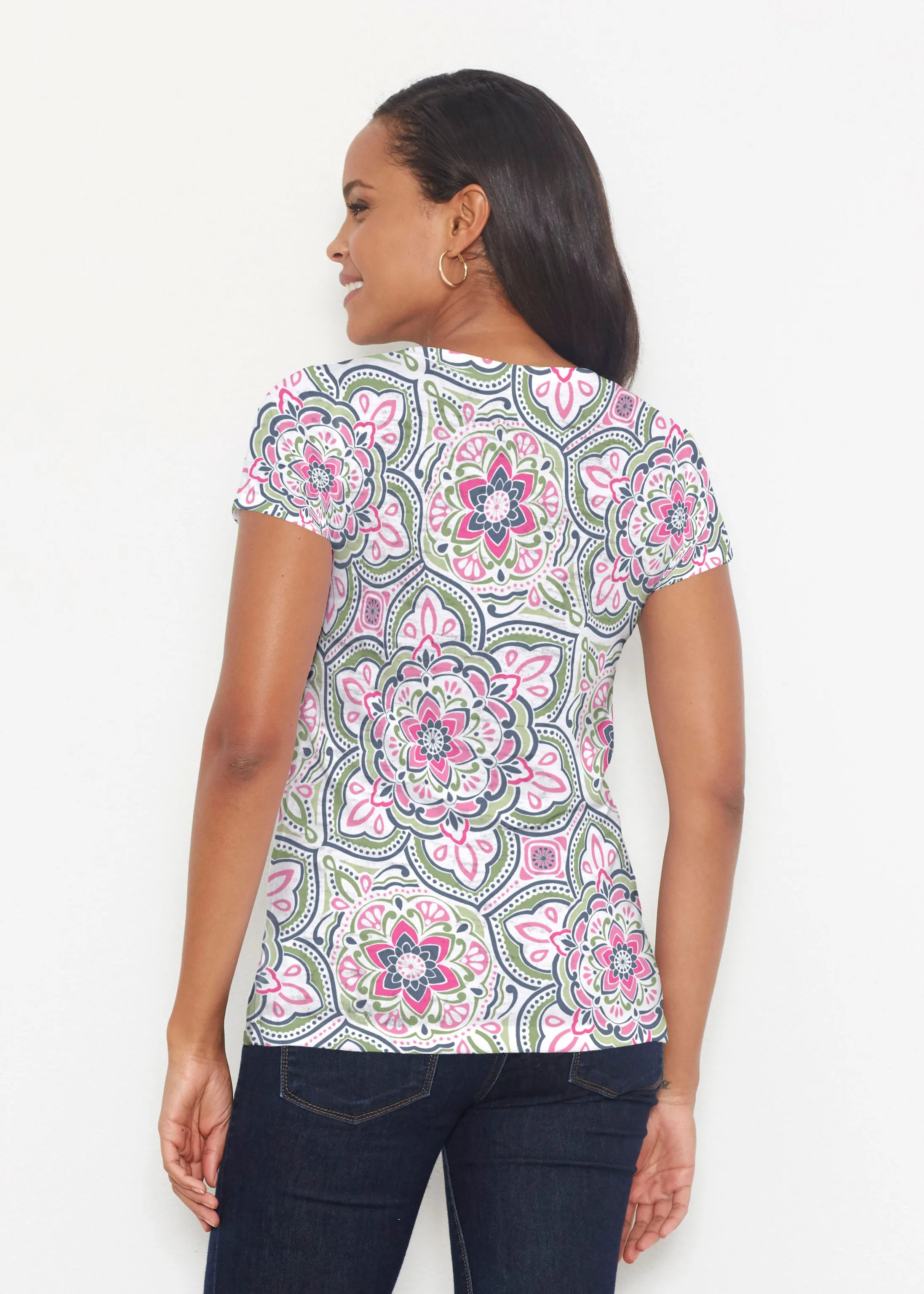 Mandala Geo Blue (13503) ~ Short Sleeve Scoop Shirt
