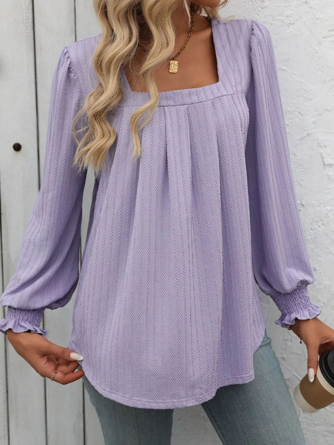 Mandy Square Neck Lantern Sleeve Top (7 Colors)