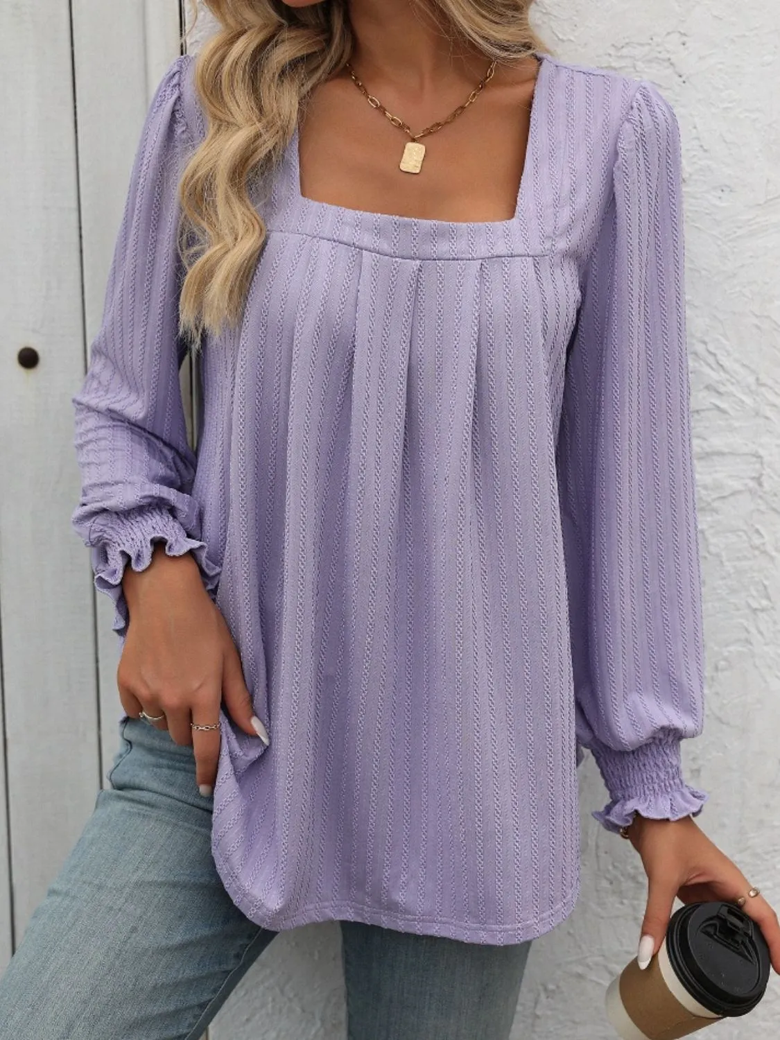 Mandy Square Neck Lantern Sleeve Top (7 Colors)