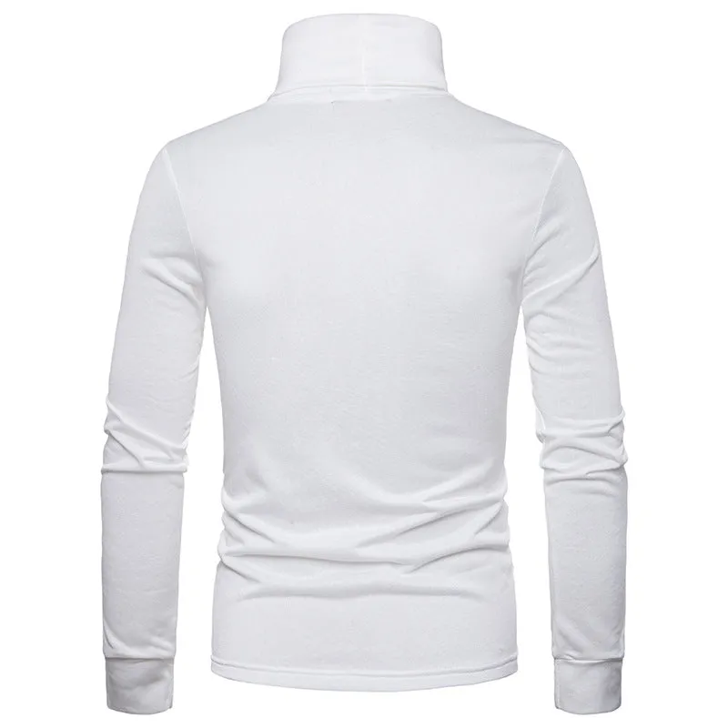 Men's Plus Size Fleece Turtle Neck Long Sleeves T-shirt