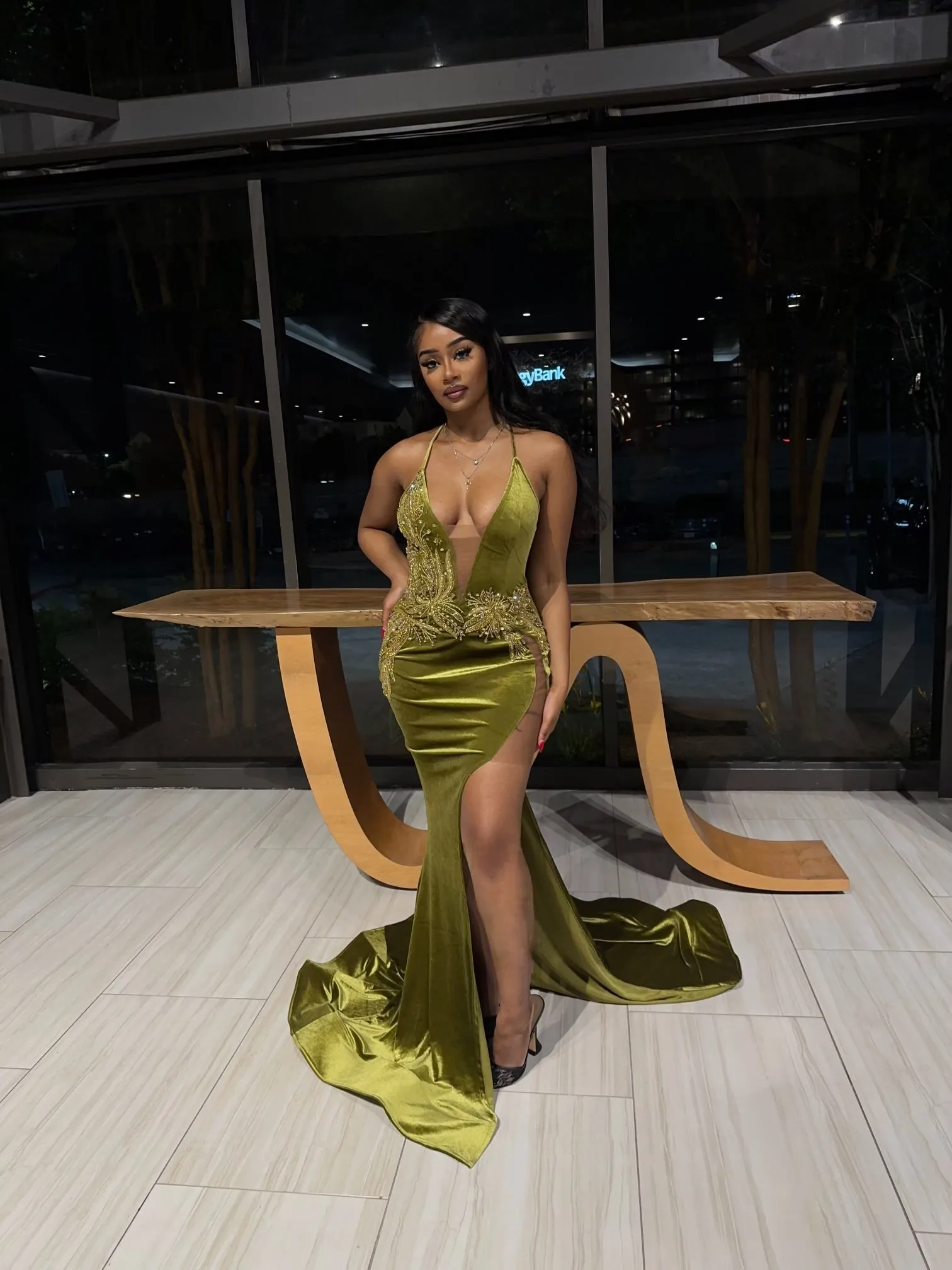 Mina Gown In Olive Green