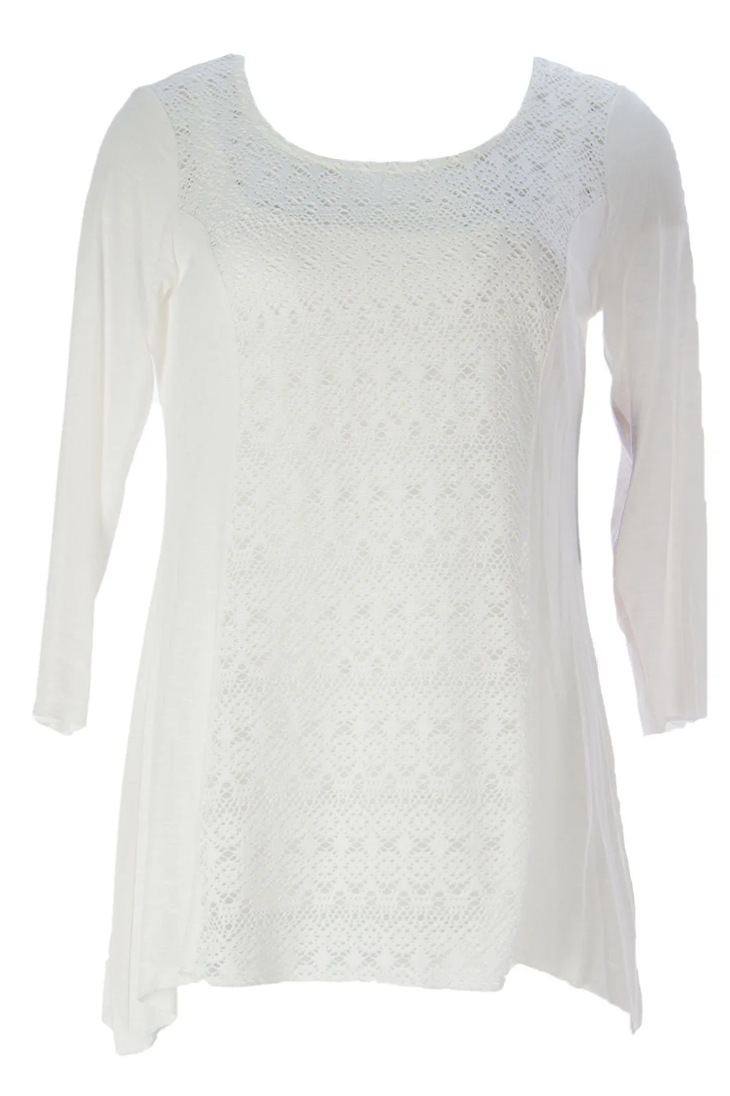 Miraclebody by Miraclesuit Women's Ivory Mix Media Eyelet Scoop Neck Top $60 NWT