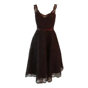 MONIQUE LHUILLIER Brown Lace Cocktail Dress Size 8