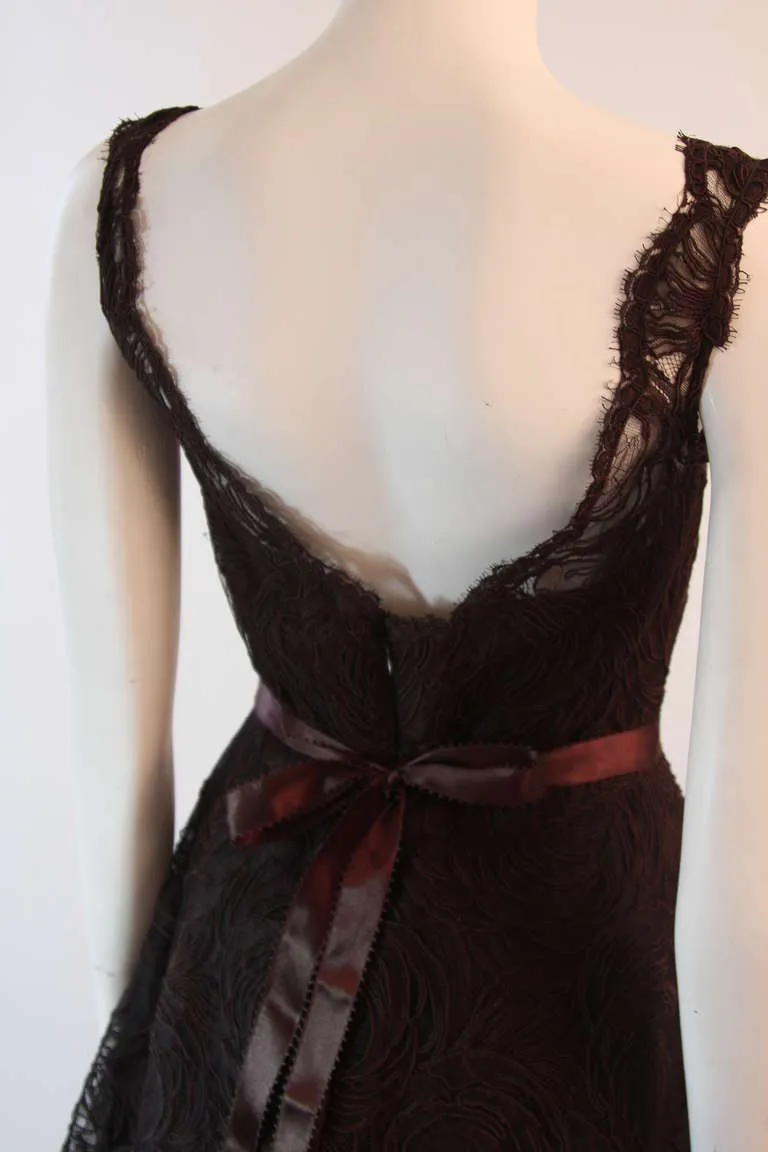 MONIQUE LHUILLIER Brown Lace Cocktail Dress Size 8