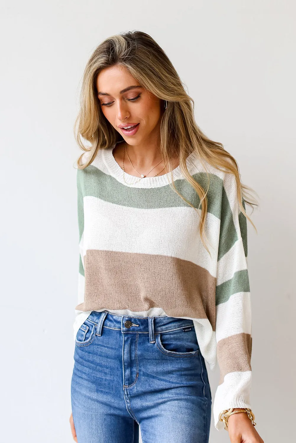 Multicolour Colorblock Scoop Neck Sweater