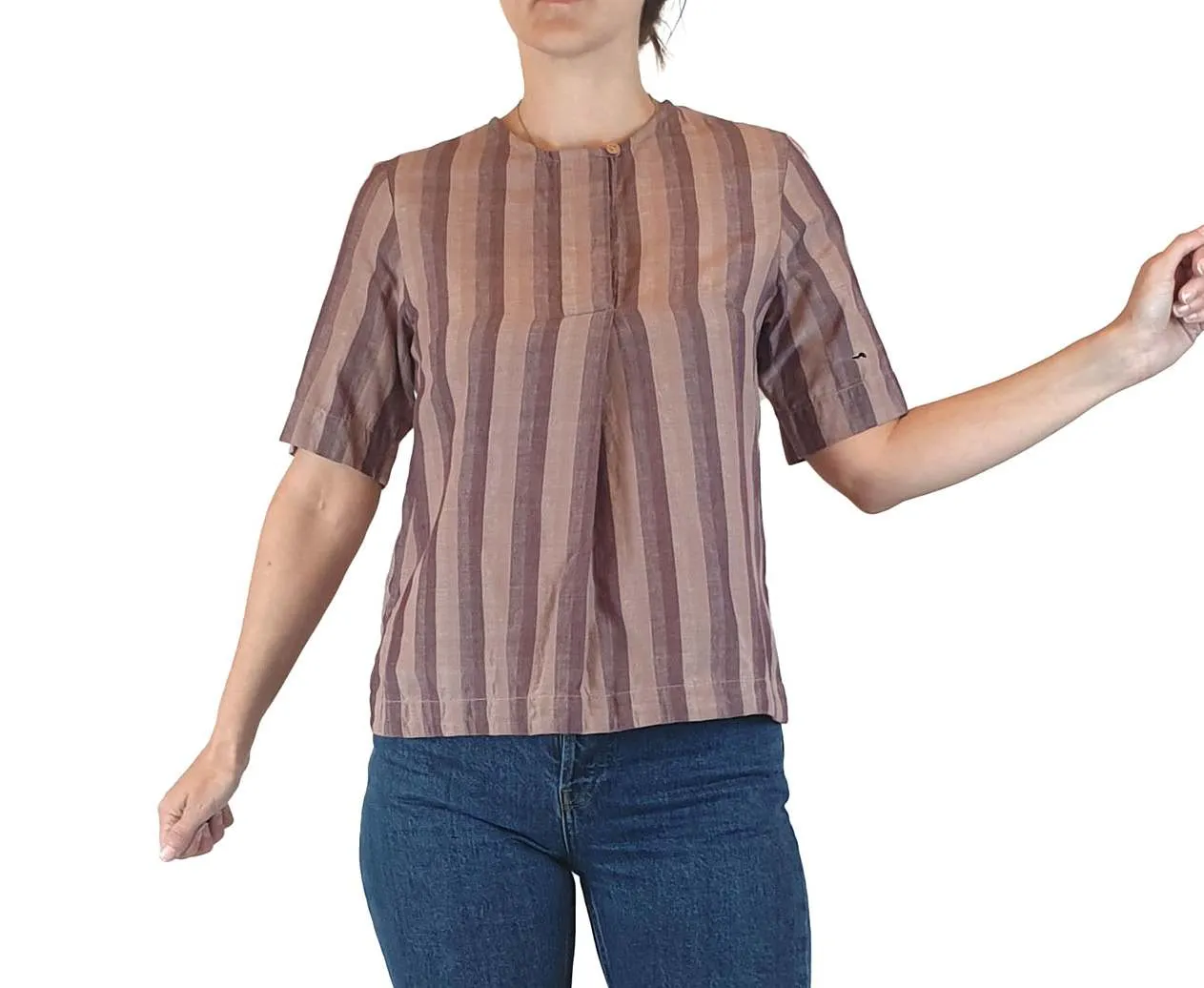 Nancybird preloved Purple striped cotton top size XS (best fits size 8)