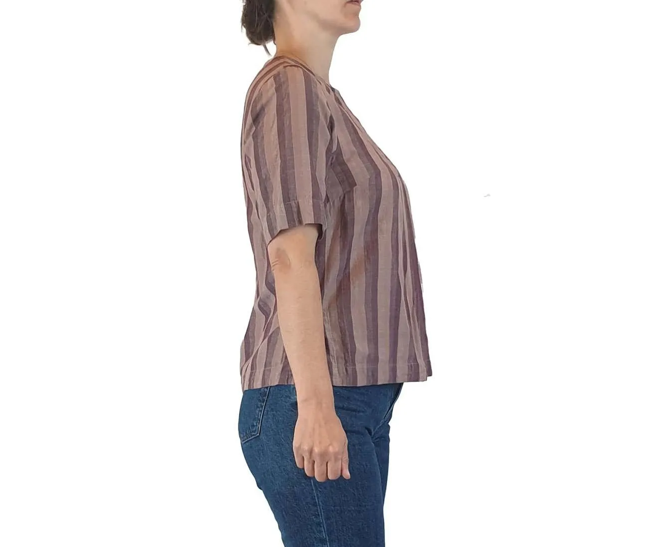 Nancybird preloved Purple striped cotton top size XS (best fits size 8)