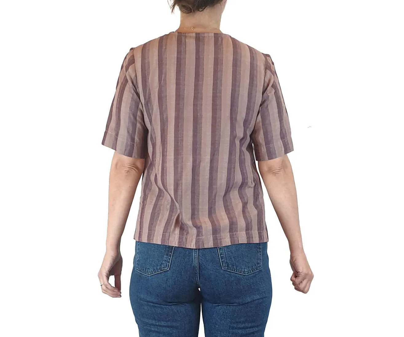 Nancybird preloved Purple striped cotton top size XS (best fits size 8)