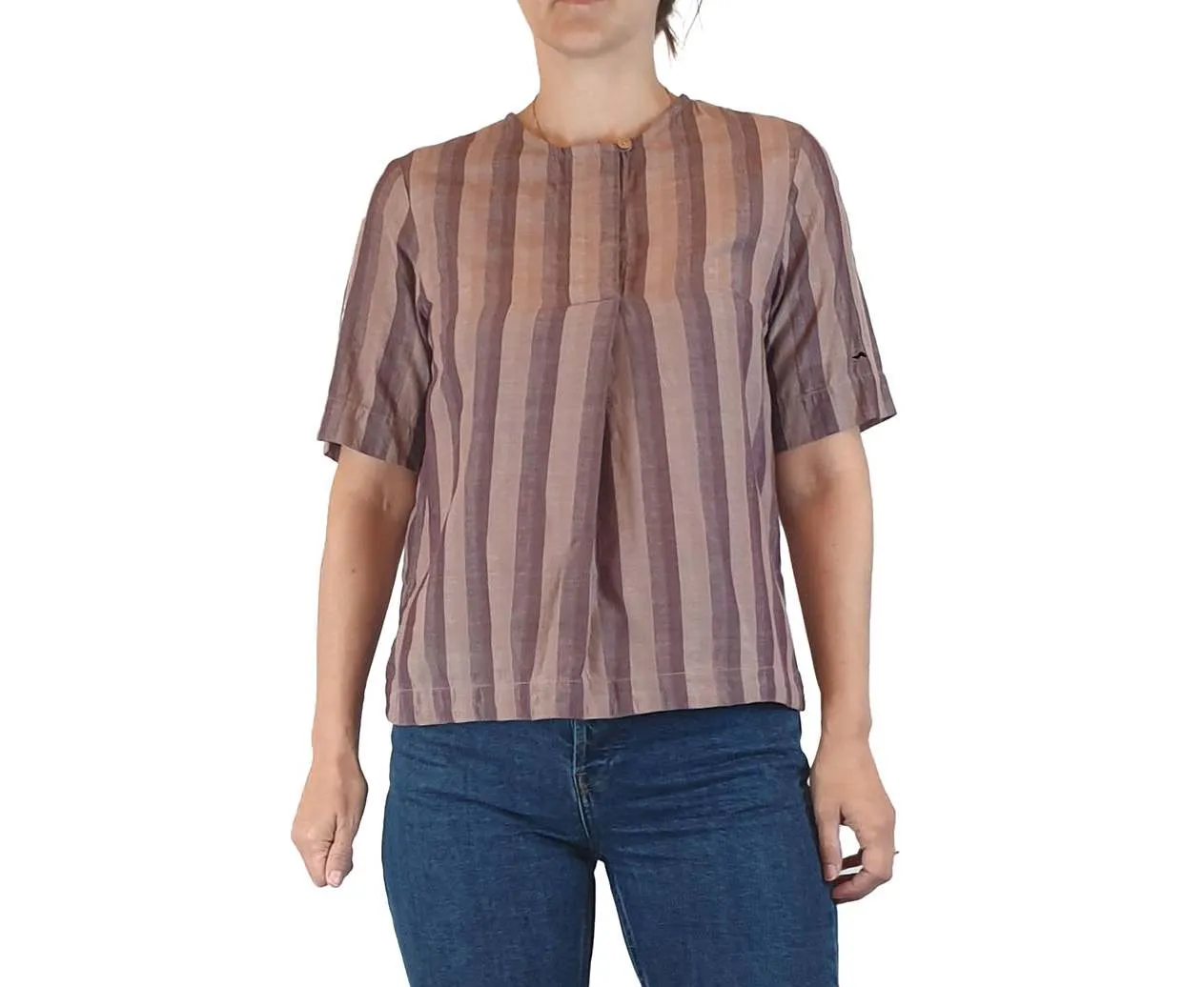 Nancybird preloved Purple striped cotton top size XS (best fits size 8)