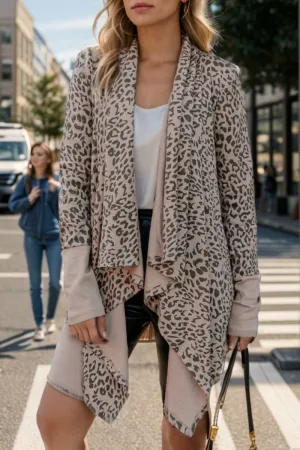 Oakley Leopard Open Front Long Sleeve Cover-Up