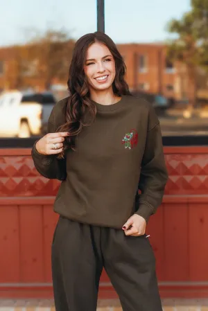 Olive Green Cowgirl Rodeo Embroidered Sweatshirt BRT0166-59