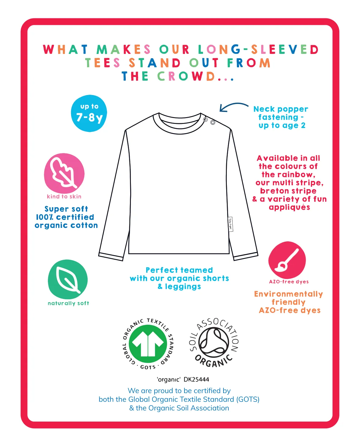Organic T-Rex Applique Long-Sleeved T-shirt