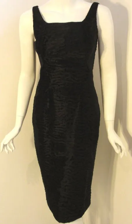 PAULINE TRIGERE 1960s Black Textured Velvet Cocktail Dress