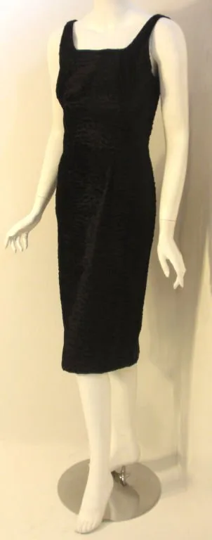 PAULINE TRIGERE 1960s Black Textured Velvet Cocktail Dress