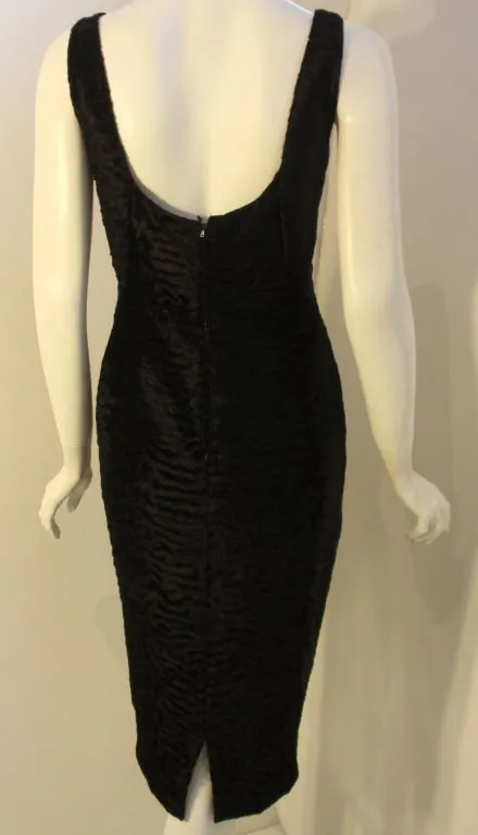 PAULINE TRIGERE 1960s Black Textured Velvet Cocktail Dress