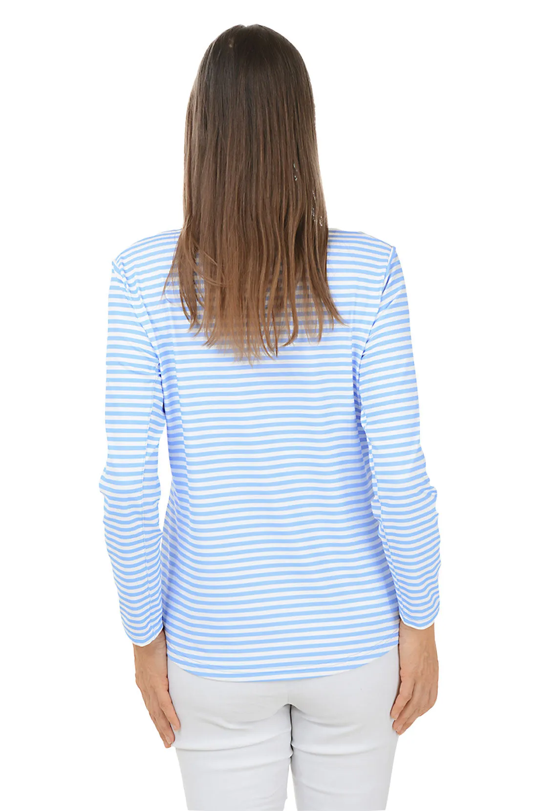 Periwinkle Striped Mock Neck UPF50  Top