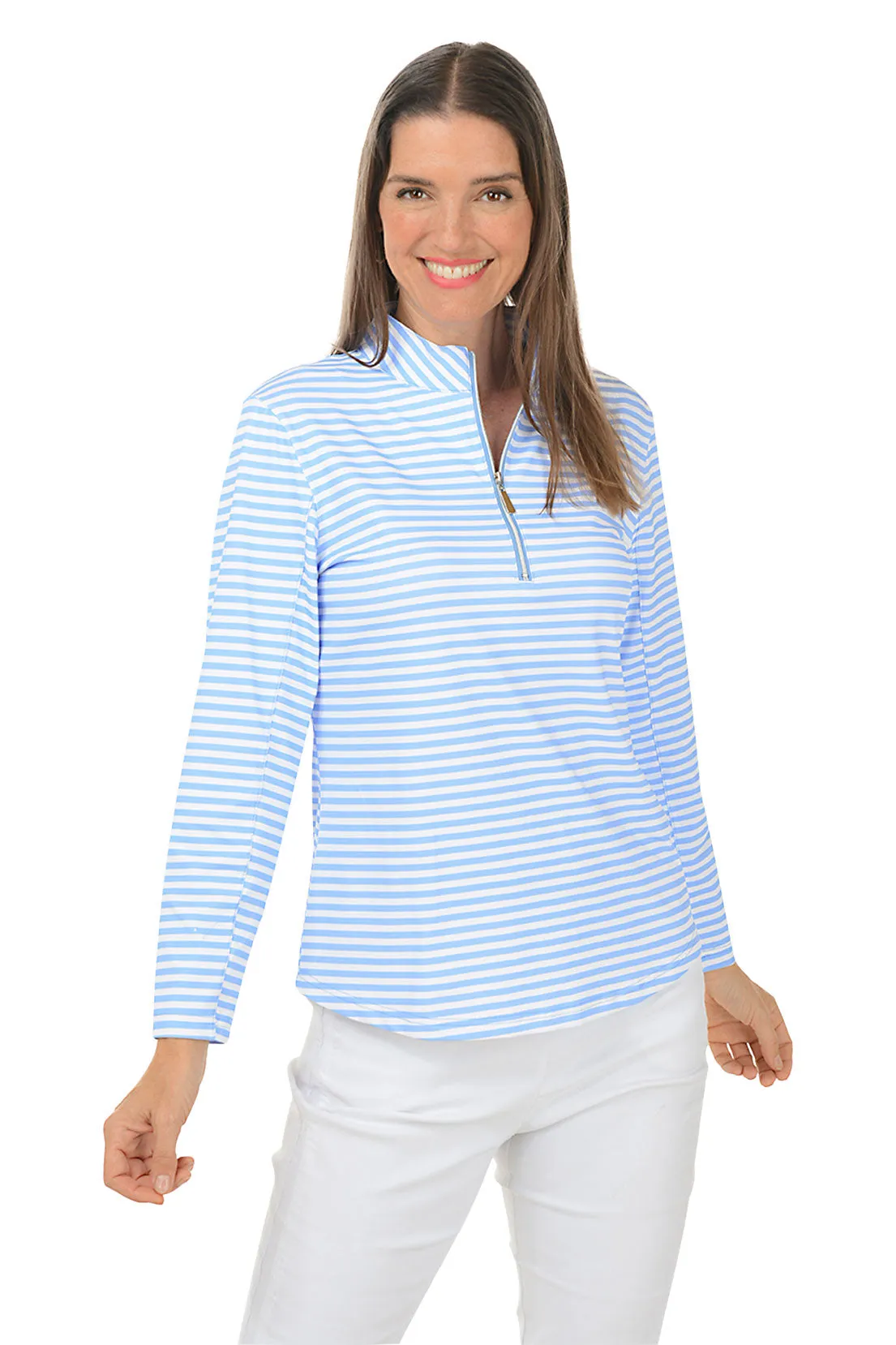 Periwinkle Striped Mock Neck UPF50  Top