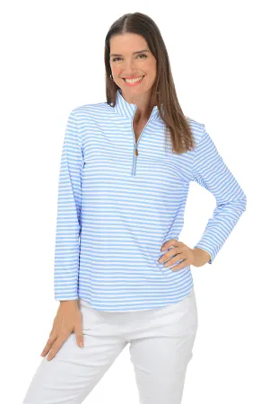 Periwinkle Striped Mock Neck UPF50  Top