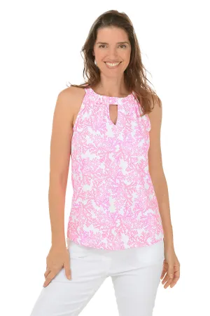 Pink Coral UPF50  Keyhole Sleeveless Top