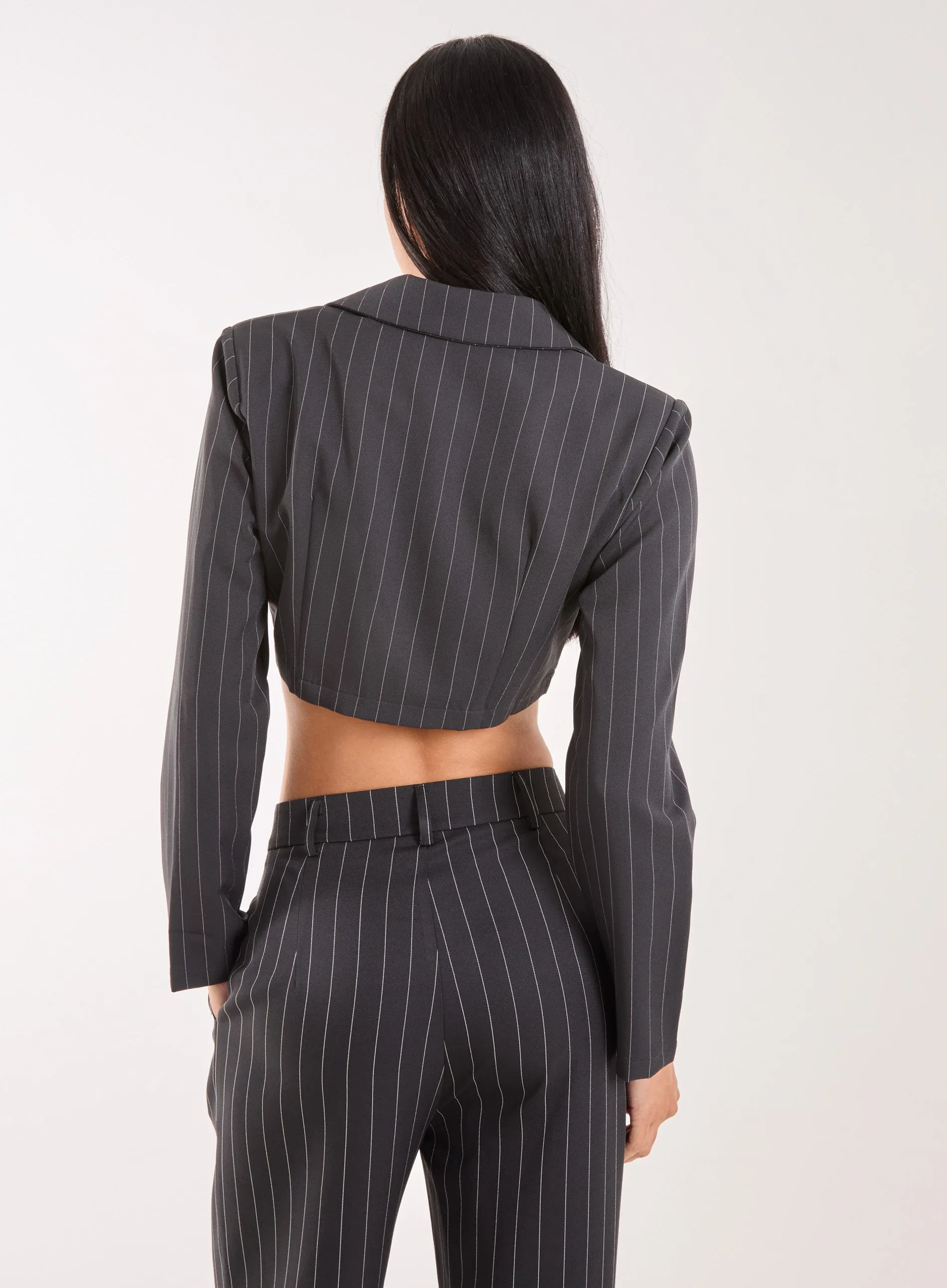 Pinstripe Cropped Blazer