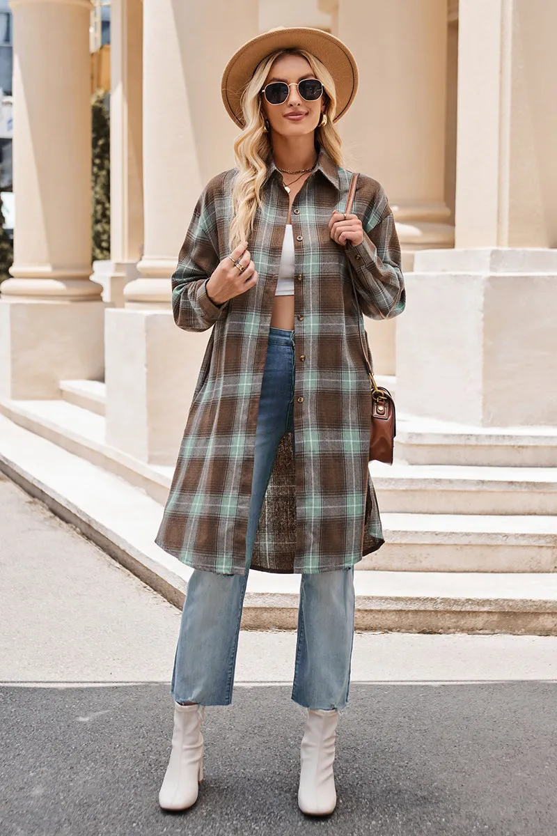 Plaid Long Sleeve Coat