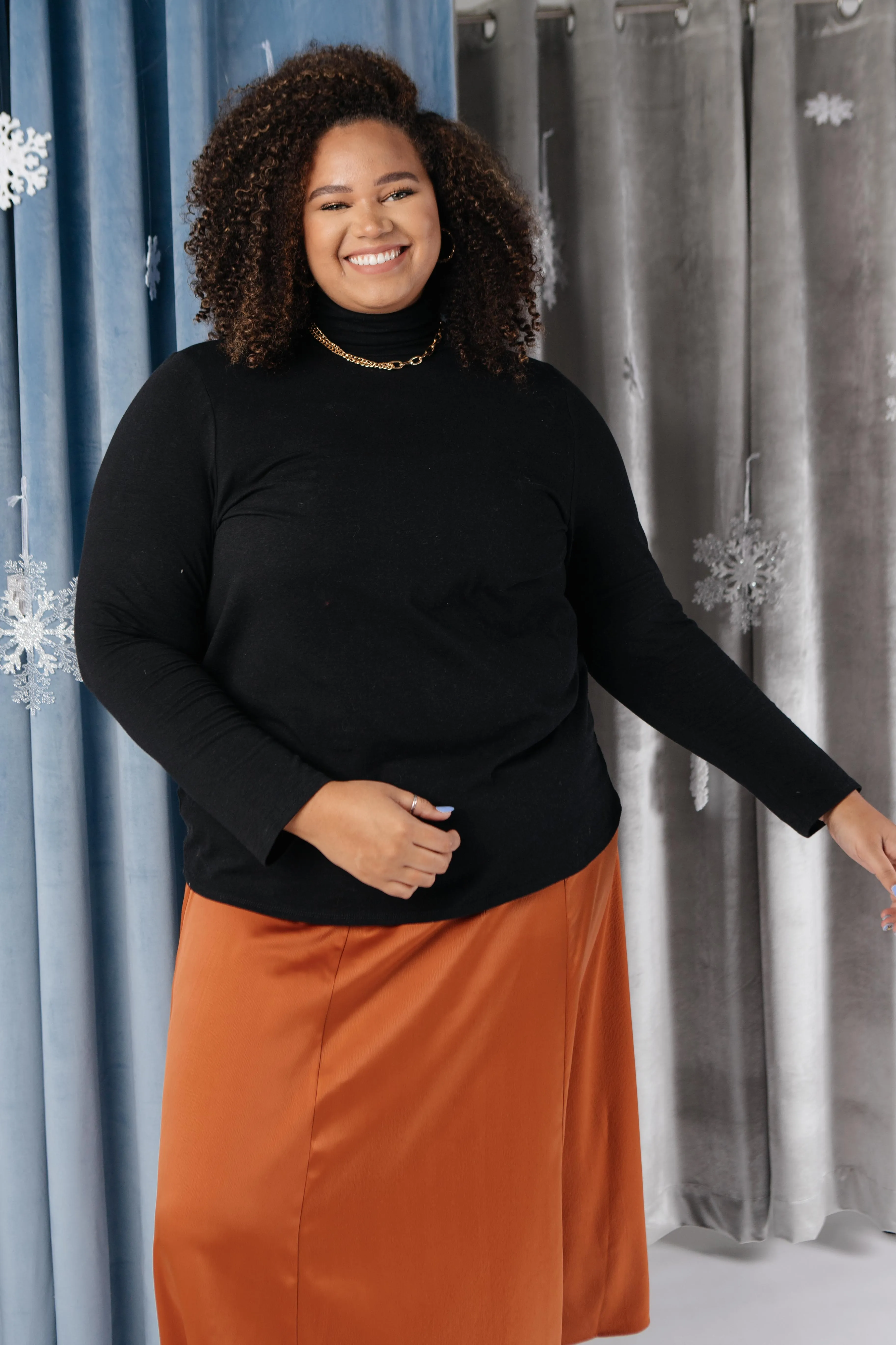 Plain Jane Turtle Neck Top in Black
