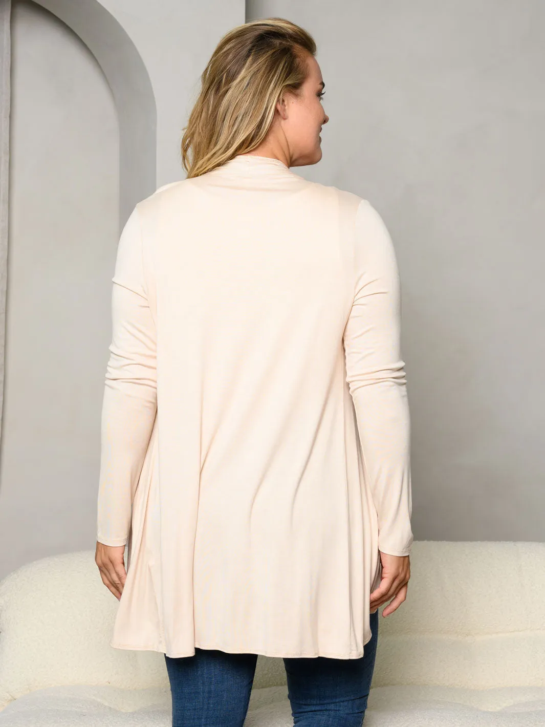 PLUS SIZE LONG SLEEVE OPEN CARDIGAN