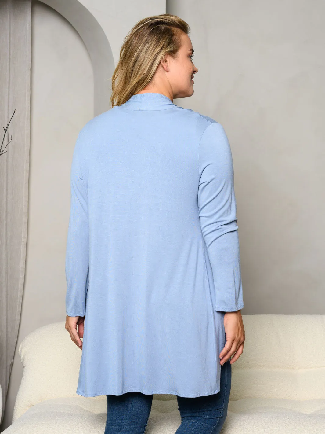 PLUS SIZE LONG SLEEVE OPEN CARDIGAN
