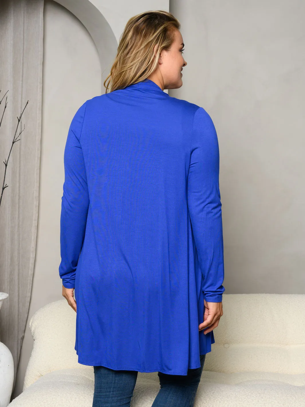 PLUS SIZE LONG SLEEVE OPEN CARDIGAN