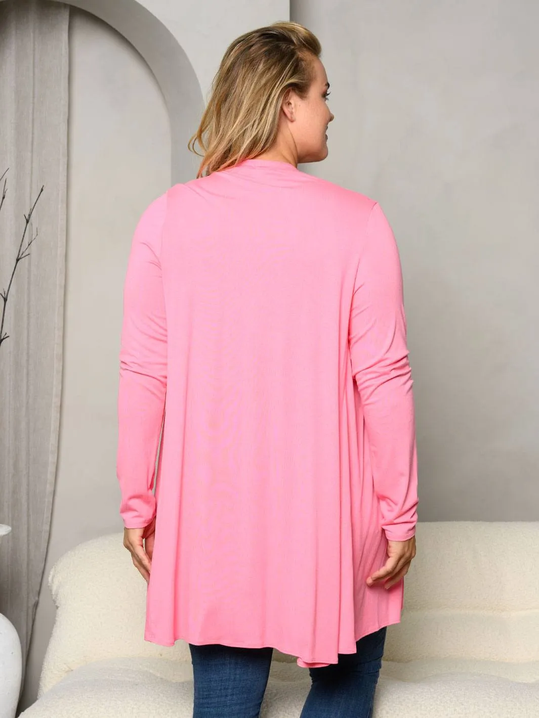 PLUS SIZE LONG SLEEVE OPEN CARDIGAN