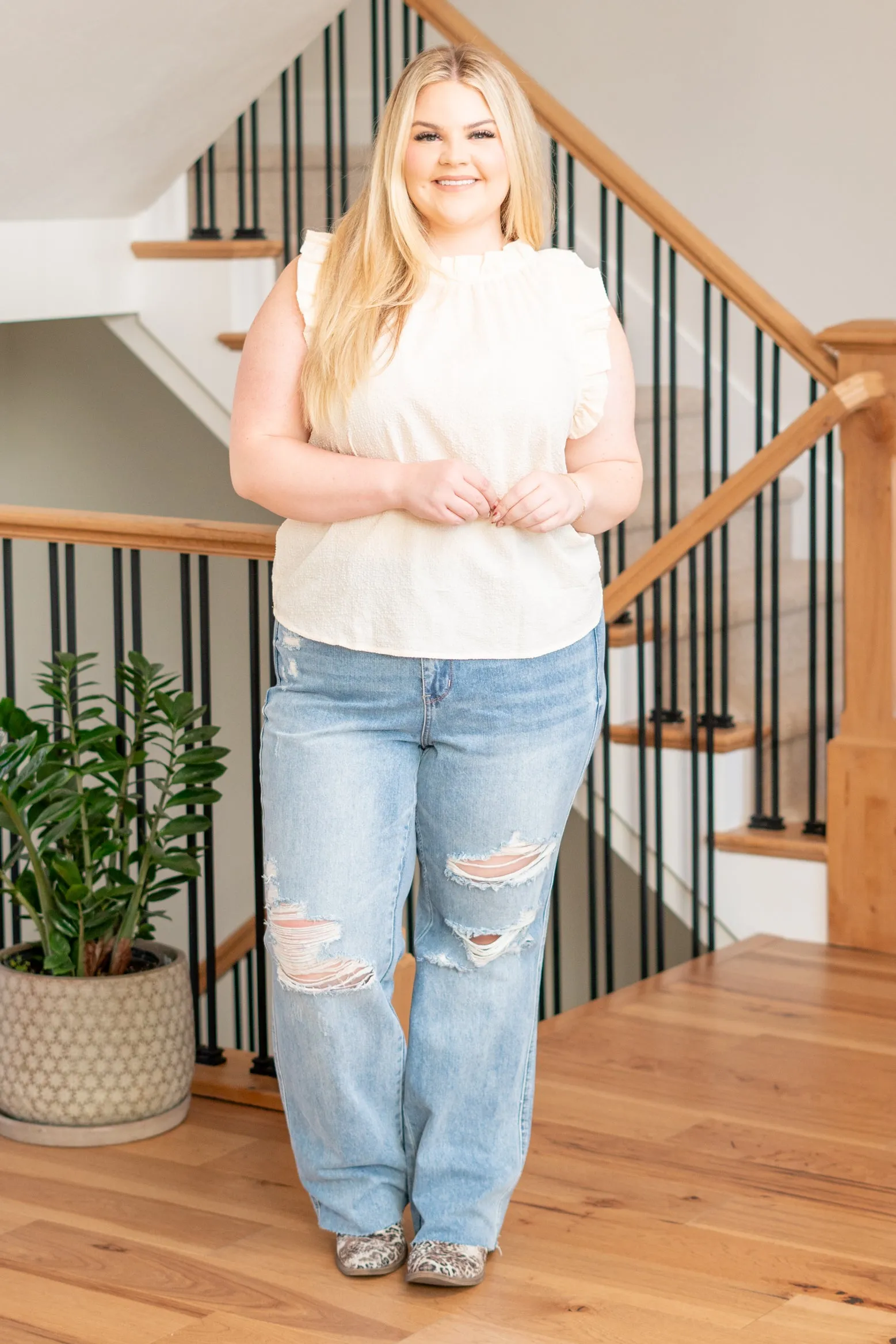 Plus Size Sienna Mock Neck Top - Khaki