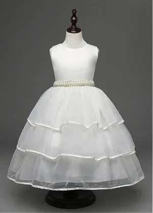 Popular Organza Jewel Neckline Ball Gown Flower Girl Dresses With Beads