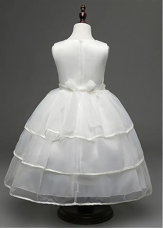 Popular Organza Jewel Neckline Ball Gown Flower Girl Dresses With Beads
