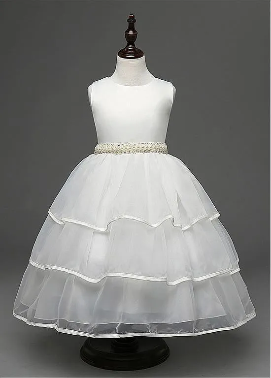 Popular Organza Jewel Neckline Ball Gown Flower Girl Dresses With Beads