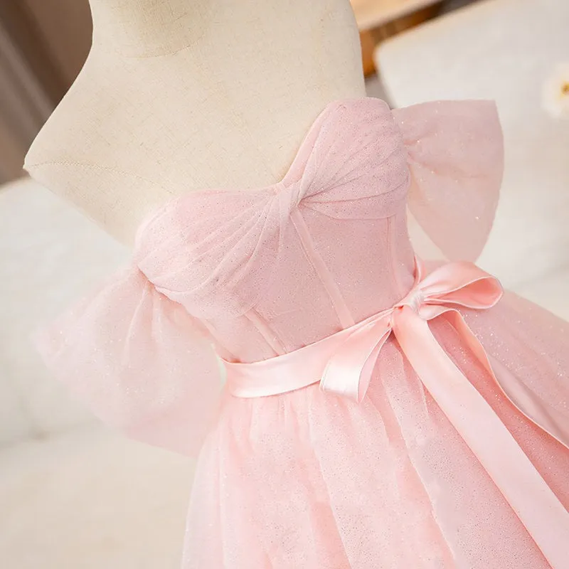 Princess Pink Tulle Sweetheart  Ball Gown with Belt