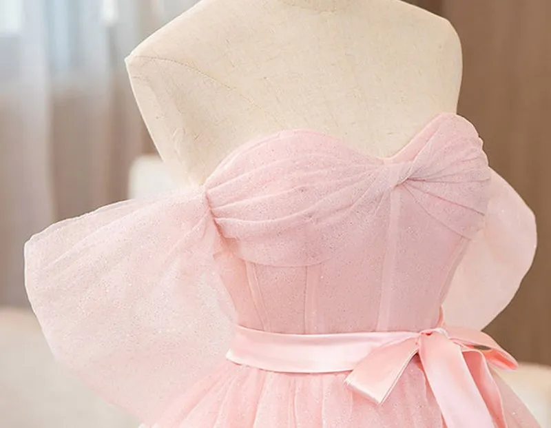Princess Pink Tulle Sweetheart  Ball Gown with Belt