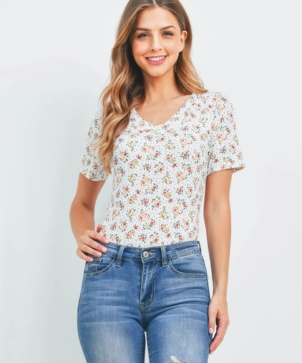 Print Round Neck Bodysuit