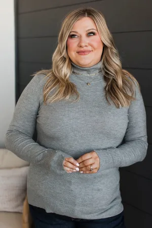 Quiet Feelings Turtle Neck Sweater- Heather Grey