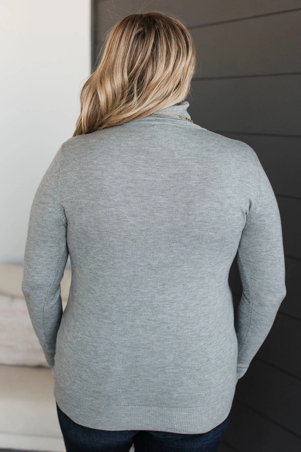 Quiet Feelings Turtle Neck Sweater- Heather Grey