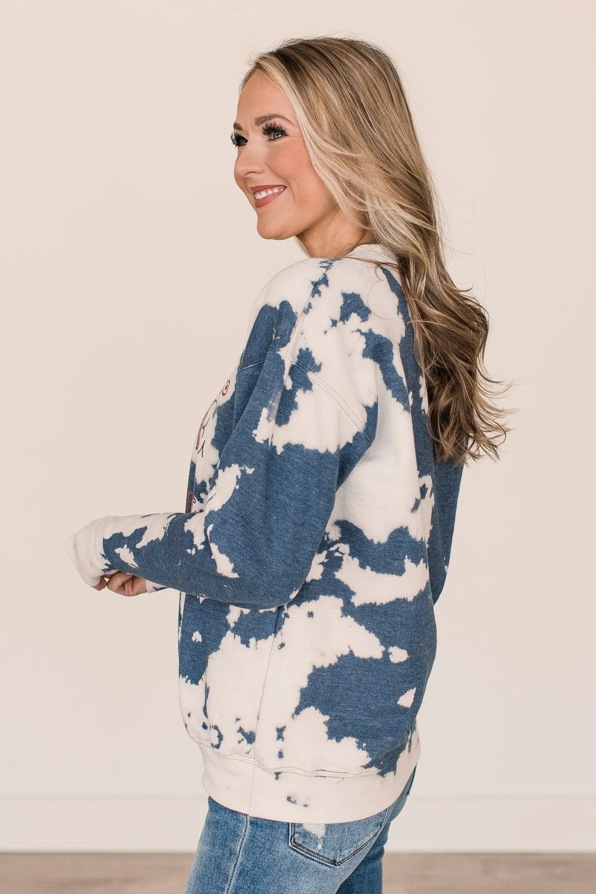 "More Spice Than Pumpkin" Bleached Crew Neck- Navy