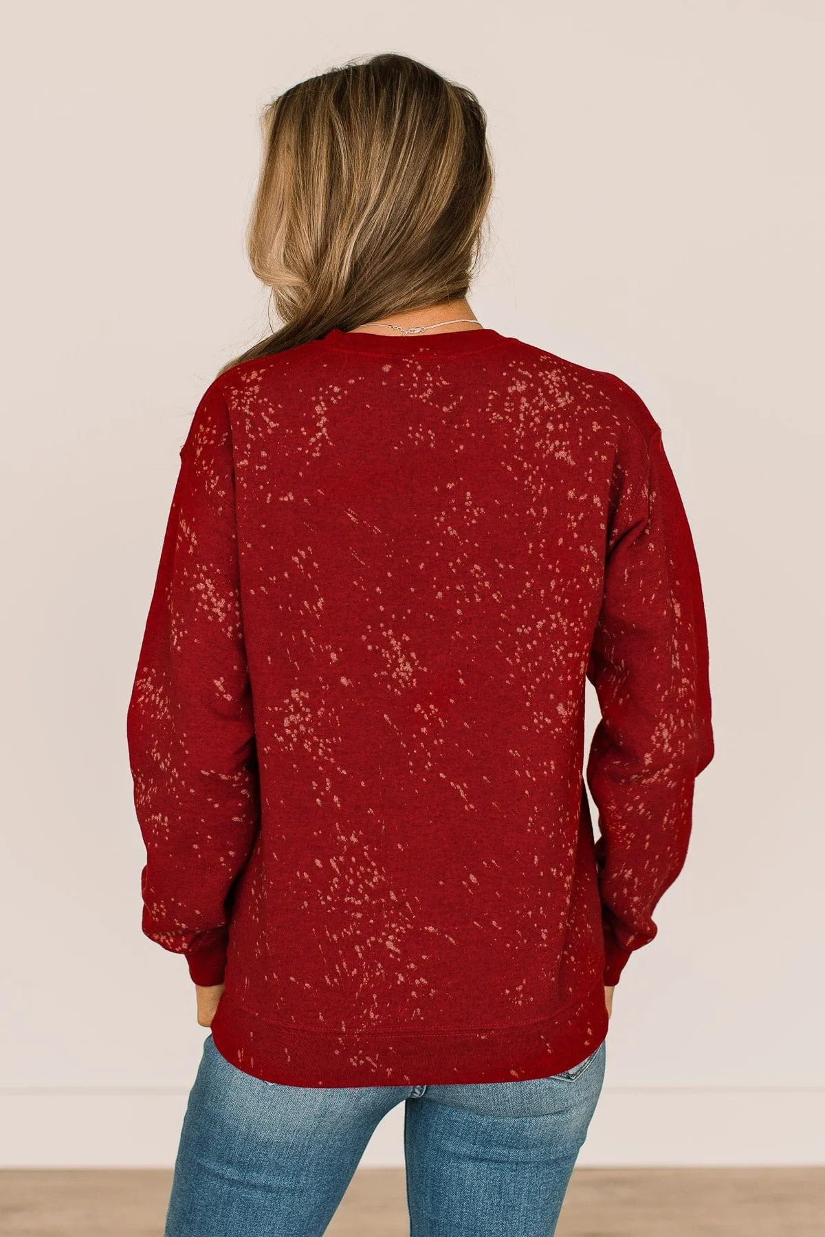 "Very Merry" Bleached Crew Neck- Red