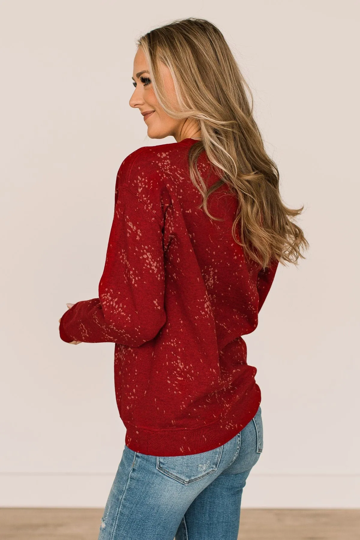 "Very Merry" Bleached Crew Neck- Red